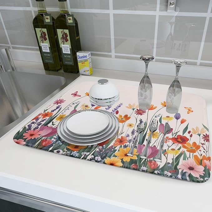 Kawani Spring Summer Flowers Dish Drying Mat - Image 6