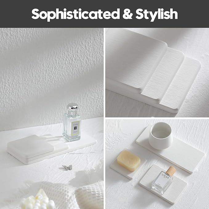 Razborci 3PCS Bathroom Sink Vanity Trays, Quick Stone Drying Mat Dish Soap - Image 6