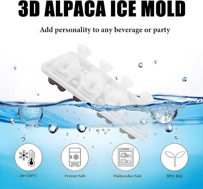 3D Alpaca Ice Cube Mold, 4 Hole Fun Shapes Large Daarcin Ice Cube Tray - Image 6