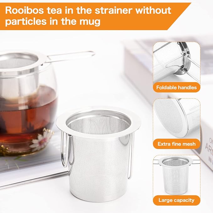 Tea Infuser, Evmliy Stainless Steel Tea Strainer Sitting in Mugs, Tea Infusers - Image 3