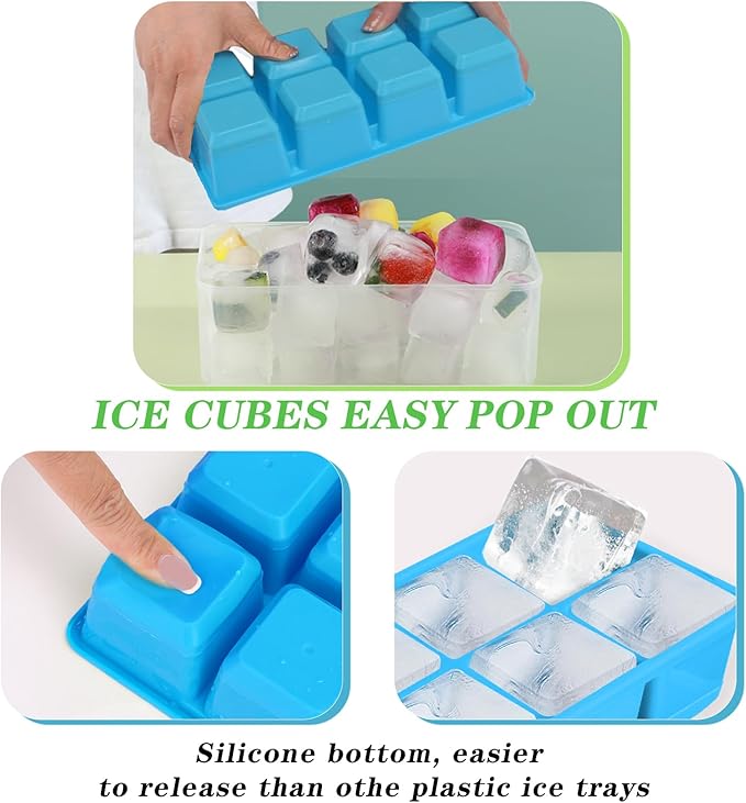 Ice Trays for Freezer with Lid and Bin, JRISBO 6 Pack Silicone Ice Cube Tray - Image 5