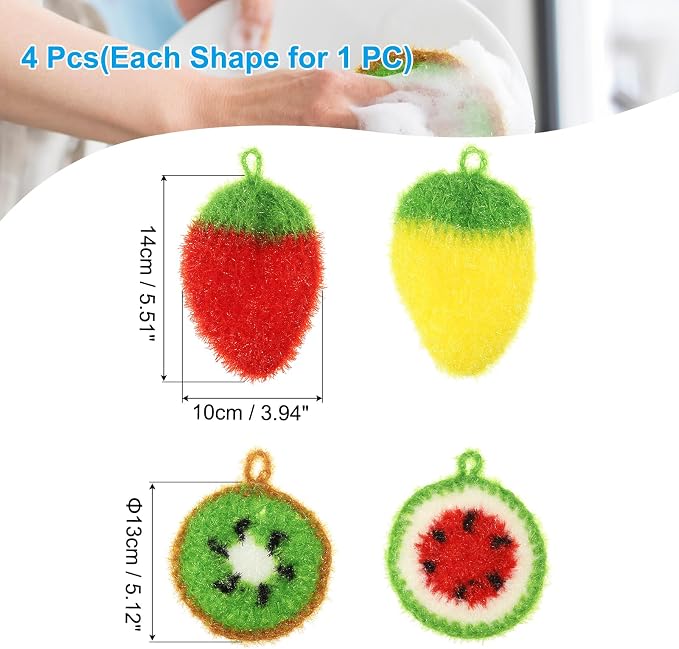 PATIKIL Dish Scrubber, Watermelon & Fruit & Strawberry - Image 2