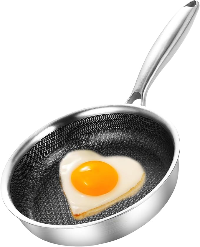 DELARLO 5.5inch Tri-Ply Stainless Steel Omelette Pans, Single Egg Frying Pan by DELARLOCOOKWARE