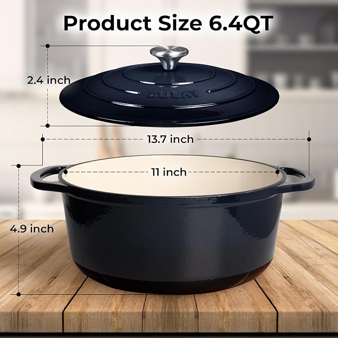 Zulay Kitchen 6 Quart Enameled Cast Iron Dutch Oven Pot - Image 8