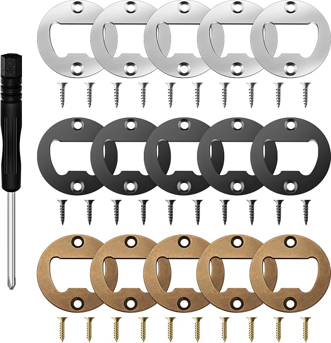 15 Sets Bottle Opener Inserts Kit Stainless Steel Round Bottle Openers Metal by Patelai