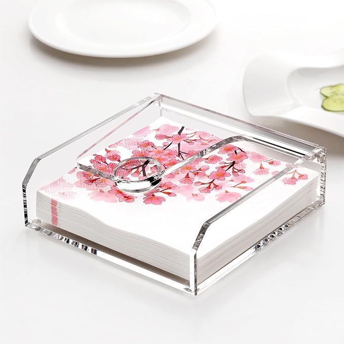 DINGHUO Acrylic Napkin Holder for Table, Flat Kitchen Paper Hand Napkin - Image 2