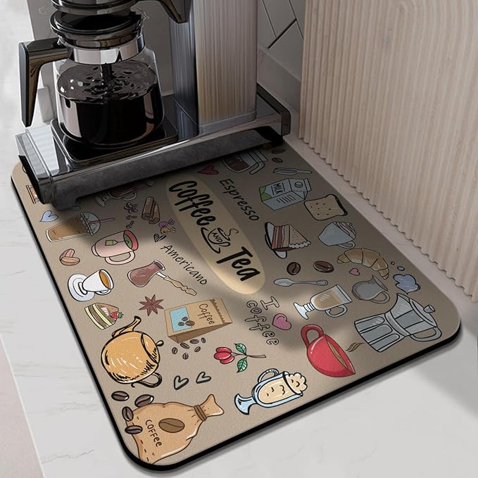 Fun Coffee Bar Mat 24inx18in, Absorbent Hide Stain Anti-Slip Accessories Fit - Image 3