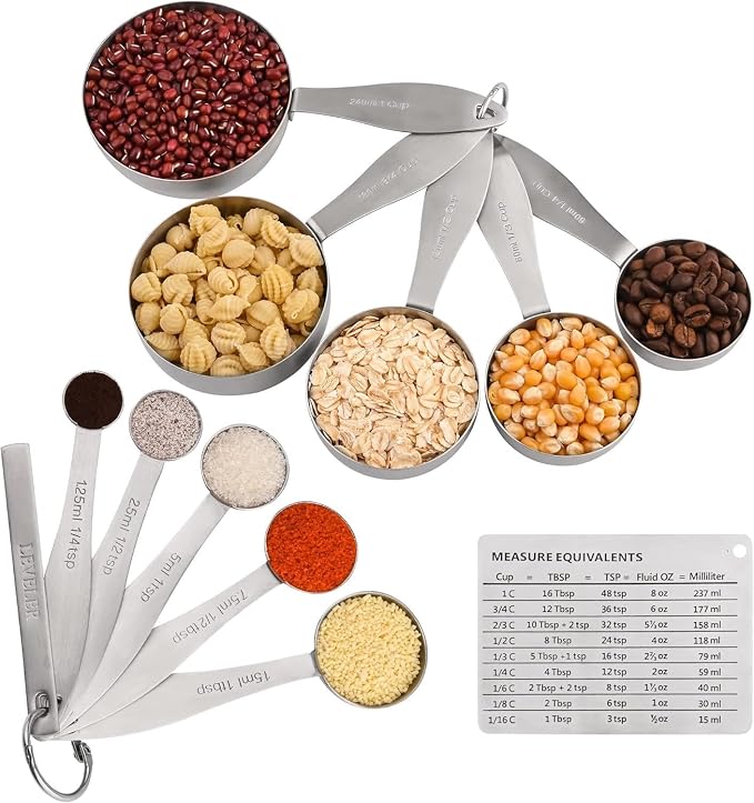 Measuring Cups and Spoons, 12 Piece Metric & US 18/8 Stainless Steel Measuring - Image 2
