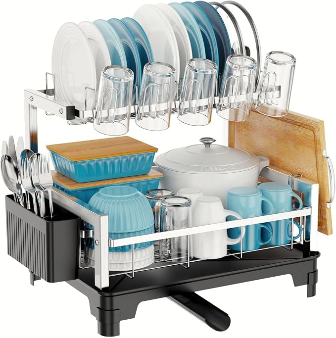 GSlife Stainless Steel Dish Drying Rack 2 Tier, Compact Dish Racks by GSlife