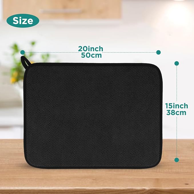 GeeRic Microfiber Dish Drying Mat, Super Absorbent Kitchen Dish Drying Pad - Image 2