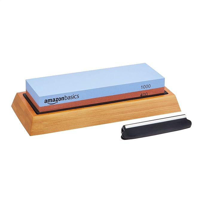 Amazon Basics Dual Sided Whetstone Knife Sharpening Stone 400/1000 Grit by AmazonBasics