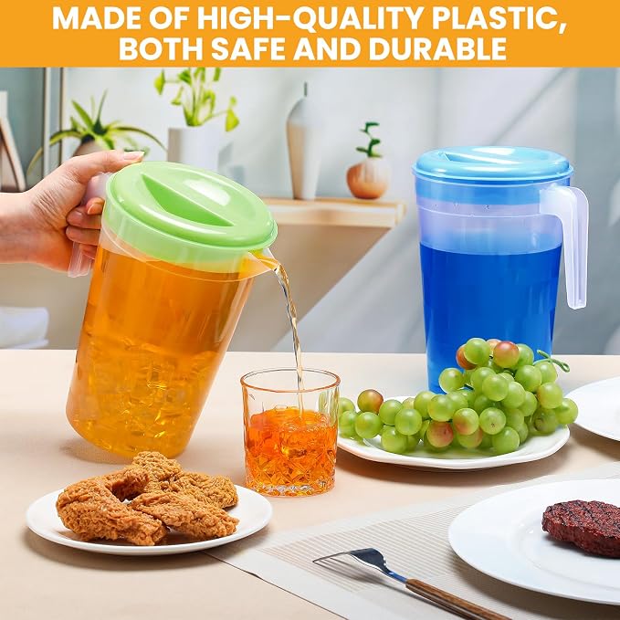 Honeydak 6 Pcs 70 Oz Round Clear Plastic Pitcher - Image 3