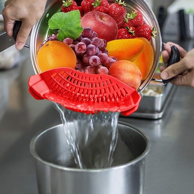 Clip On Strainer Silicone for all Pots and Pans, AUOON Pasta Strainer Clip on - Image 4
