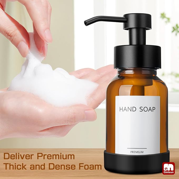 GMISUN Amber Foam Soap Dispenser, 8.5 Fl oz Amber Glass Foaming Hand Soap - Image 9