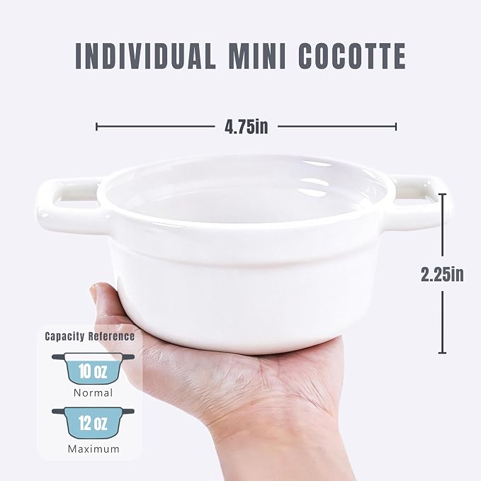 Lareina Mini Cocotte - 12oz Ceramic Casserole Dishes - Kitchen Casserole Sets - - Image 6