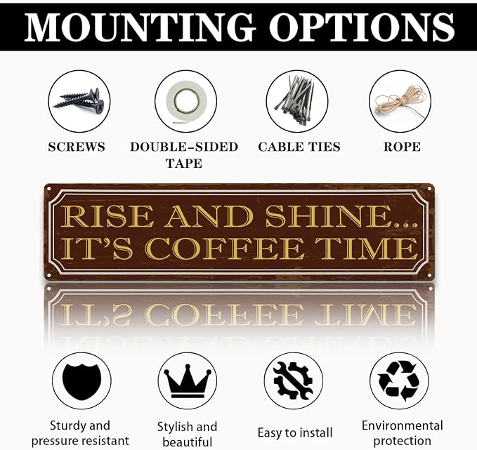 Coffee Time Metal Tin Signs, Coffees Lover Home Decor - Image 3