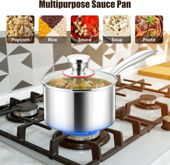 E-far Stainless Steel Saucepan Set - 1Qt & 2 Qt - Image 6
