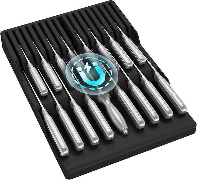 Lifewit Magnetic Drawer Knife Organizers Insert, Kitchen Plastic In Drawer by Lifewit