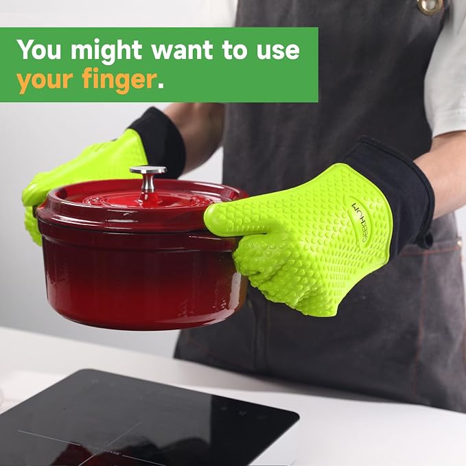 GEEKHOM BBQ Gloves Heat Resistant Oven Mitts - Image 5