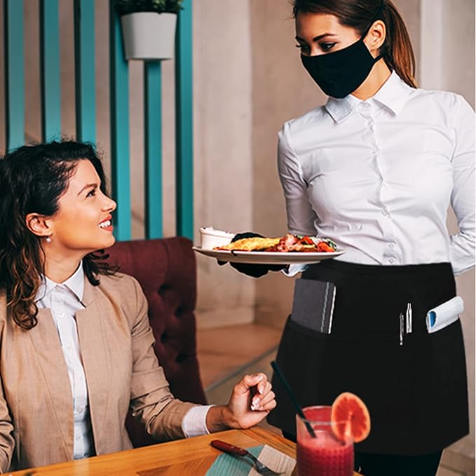 Dreamology Waitress Apron with Pockets, Server Aprons with 3 Pockets, Short & - Image 7