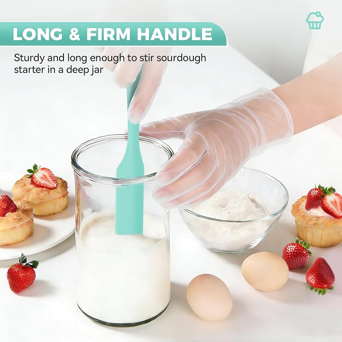 3 Pcs Silicone Jar Spatula Set, Sourdough Spurtle, Jar Scraper, Long Handle - Image 3