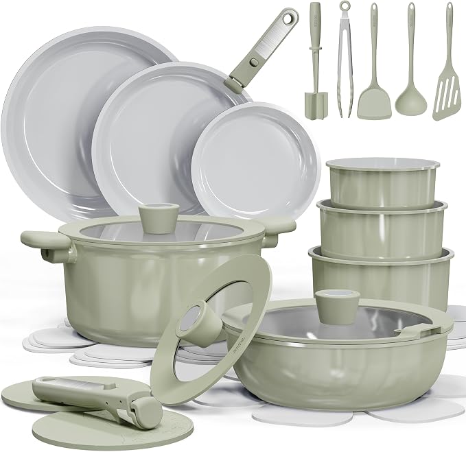 CAROTE 27pcs Ceramic Cookware Set Nonstick, Pots and Pans Set Non Stick by CAROTE