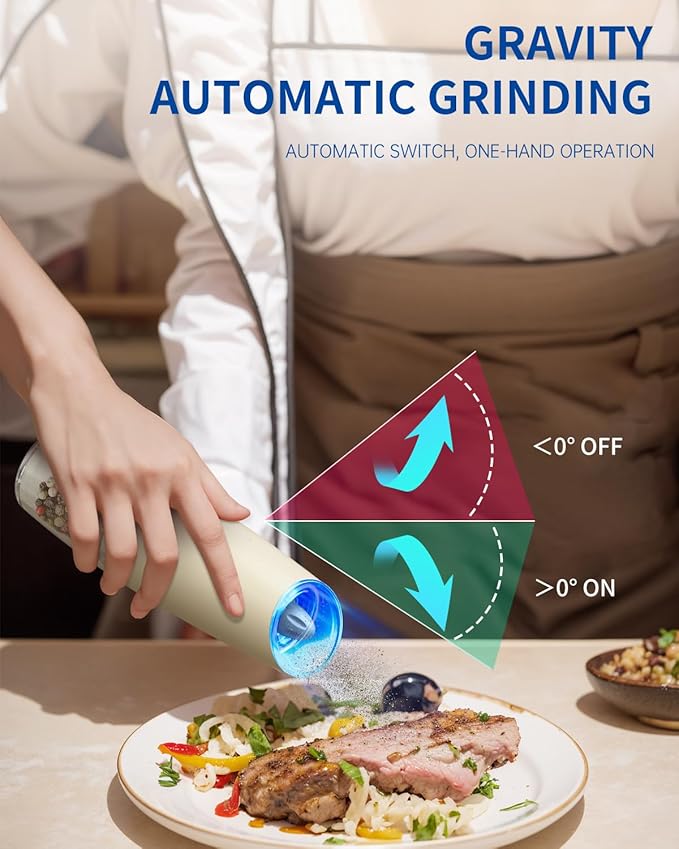 CIRCLE JOY Gravity Electric Salt and Pepper Grinder Set Automatic Salt and - Image 2