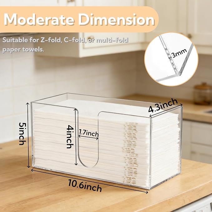 ZAVOOS 2 Pack Acrylic Paper Towel Holder, Folded Countertop Z-fold C-fold - Image 2