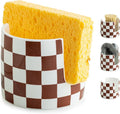 Checkered Sponge Holder for Kitchen Sink, Ceramic Dish Sponge Drying Caddy by LAUCHUH