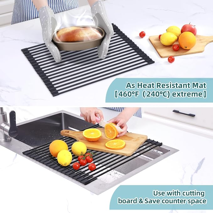 Ohuhu Roll Up Dish Racks, 16.5" L x 13" W Over The Sink Dish Drainer Drying - Image 7