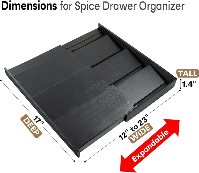 Bamboo Spice Drawer Organizer, Expandable 4 Tier Spice Rack - Image 2