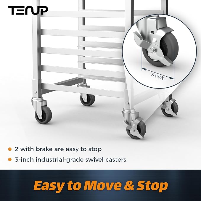 TenUp 10-Tier Half Size Sheet Pan Rack, Heavy-Duty Aluminum Bakery Rack - Image 6