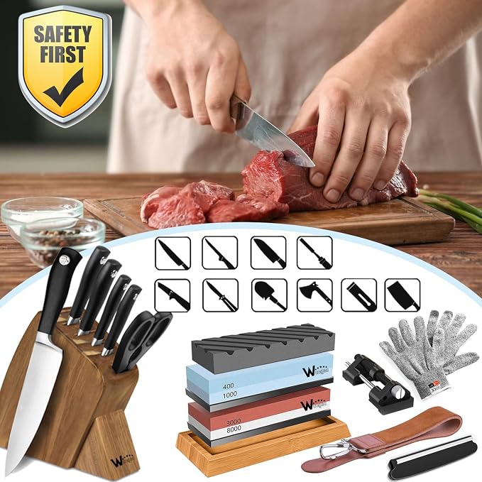 Knife Sharpening Stone Kit – 400/1000 3000/8000 Grit Wet Kitchen Whetstone - Image 2