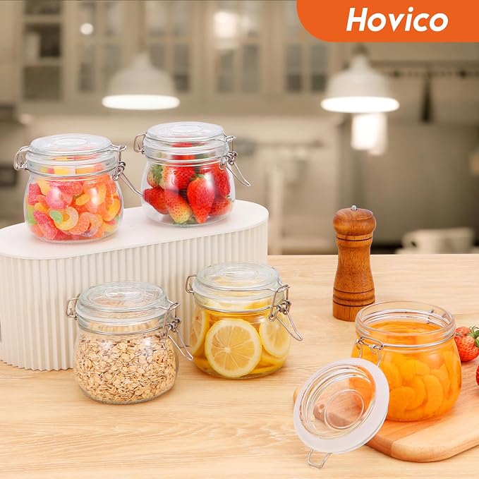 Hovico 17 oz Glass Jars with Airtight Lids And Leak Proof Rubber Gasket - Image 5