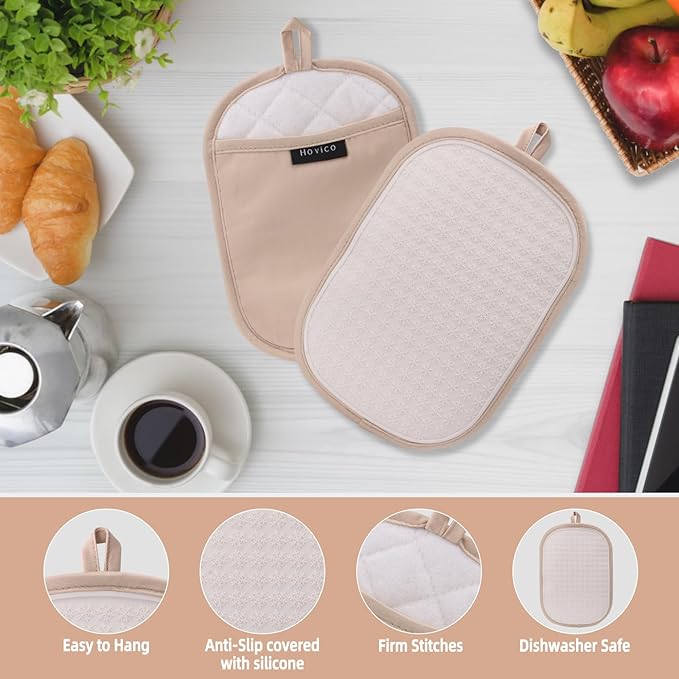 Hovico 2PCS Silicone Pot Holders, Oven Mitts Heat Resistant Hot Pads - Image 3