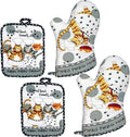Oven Mitts and Pot Holders Sets, Funny Kitchen Oven Mitts Heat Resistant of 500 by LnQukeji