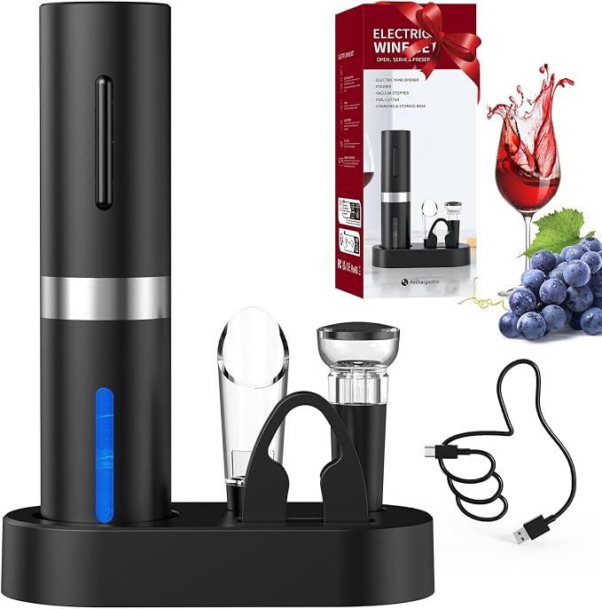 CIRCLE JOY Electric Wine Bottle Opener Set Rechargeable Wine Corkscrew Cordless by CIRCLEJOY