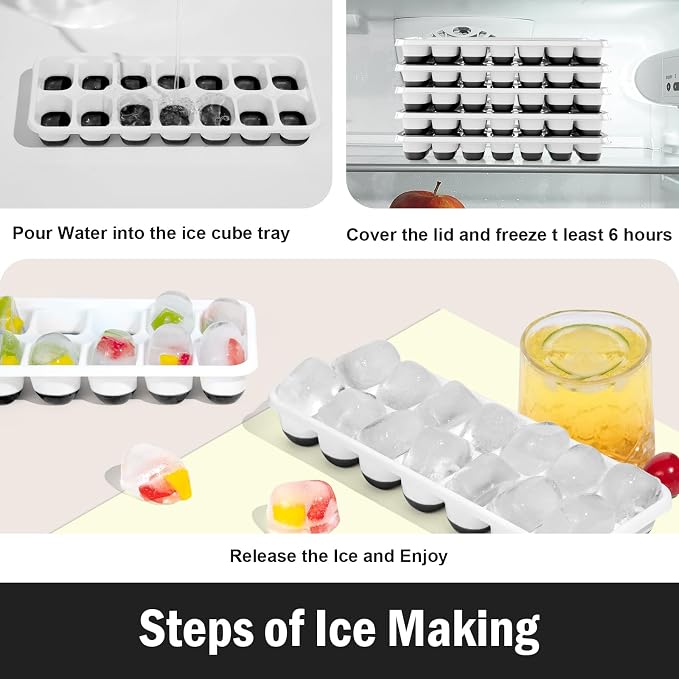 Ice Cube Trays 5 Pack for Freezer – 70 Cubes, Reinforced Snap Lids That Stay - Image 4