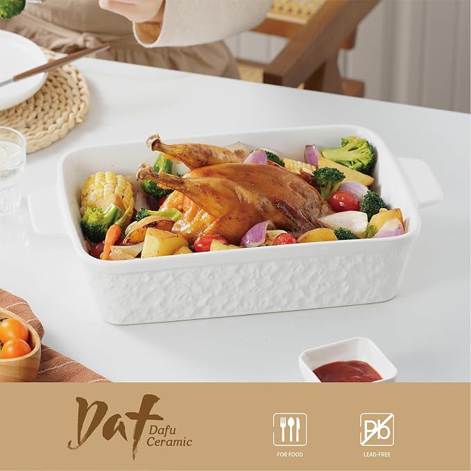 Dafuceramic Casserole Dish for Oven, 4.2 QT Baking Dish, 9x13 Large Porcelain - Image 3
