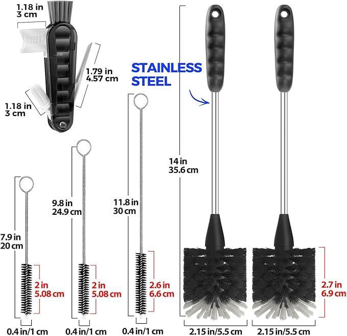Holikme 6 Pack Bottle Brush Set, 3 Straw Brushes, 3-in-1 Bottle Cleaning Brush - Image 6