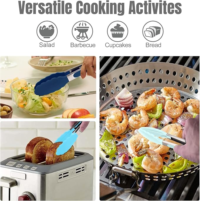Hotec Silicone Kitchen Tongs for Cooking 9-Inch Serving Tongs - Image 5