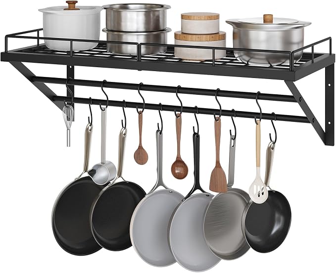 YATINEY Pot Rack, 30 Inch Wall Mounted Pot Rack, Kitchen Pot and Pan Organizer by Yatiney