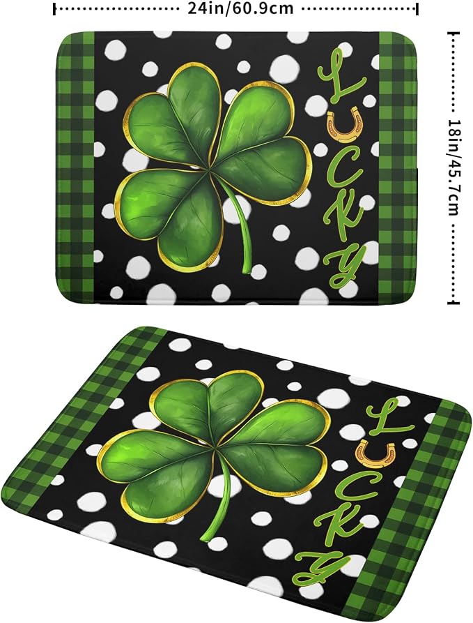 St. Patrick's Day Dish Drying Mats 18x24 Inch Green Clover Shamrock Lucky - Image 2