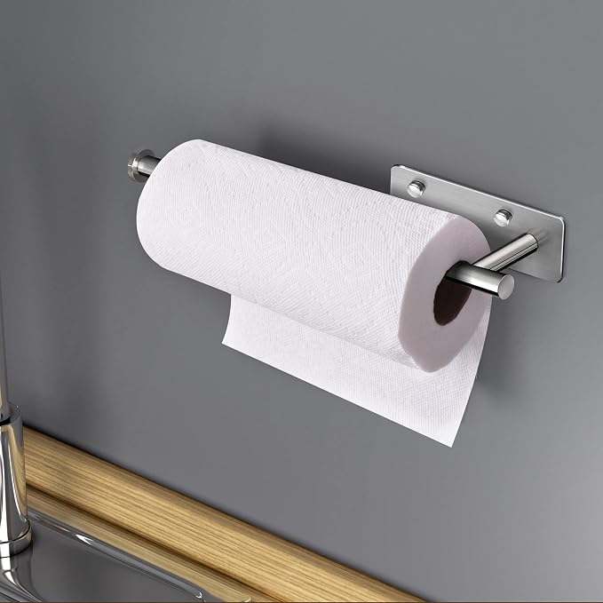 VAEHOLD Self Adhesive Paper Towel Holder Under Cabinet Mount, Wall Mounted - Image 7