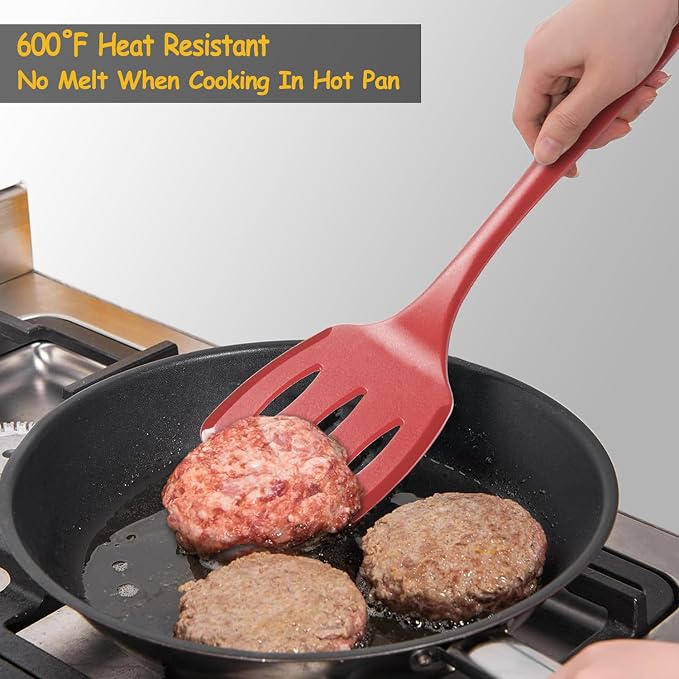 Silicone Spatula Set, 600°F Heat Resistant Silicone Spatula Turner Flipper - Image 6