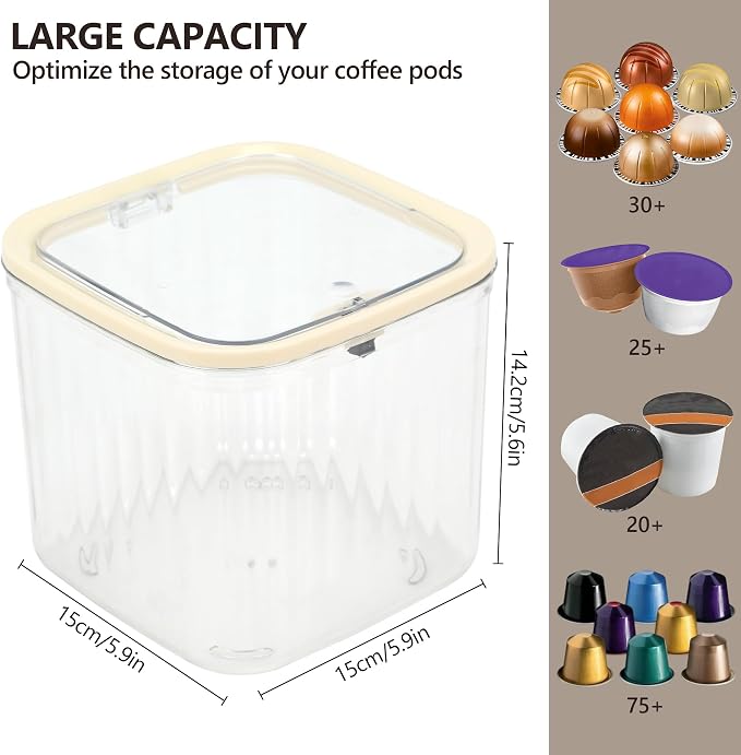 Coffee Pod Holder with Press-Top Lid, Space Saving - Image 3