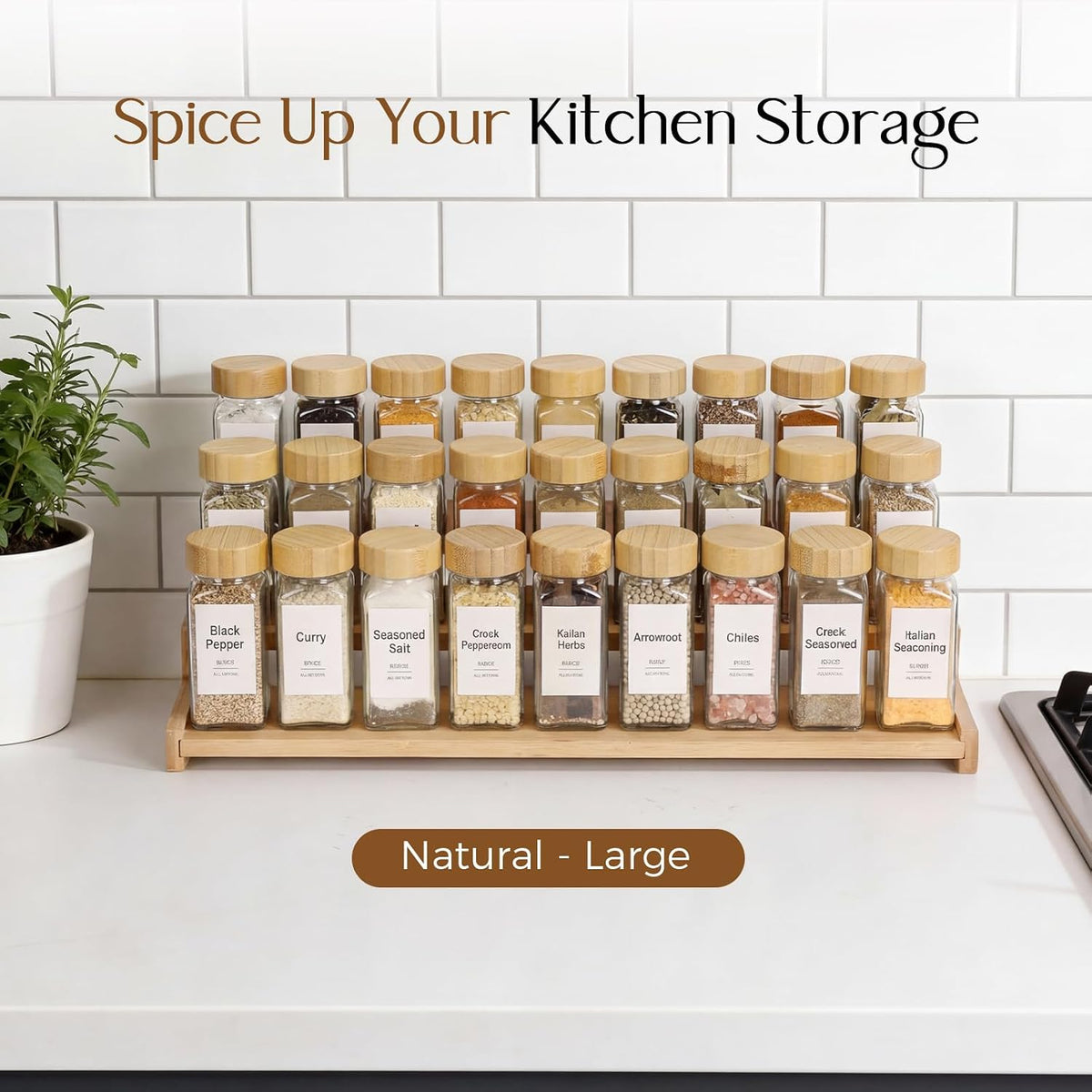Spice Rack Organizer for Cabinet, 18in Bamboo Tiered Spice Rack,Used