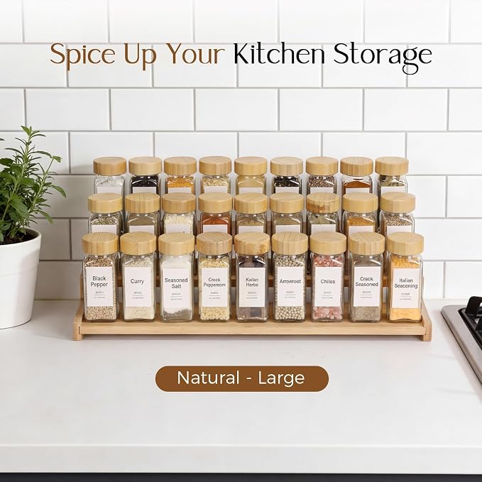Spice Rack Organizer for Cabinet, 18in Bamboo Tiered Spice Rack，Used for - Image 4