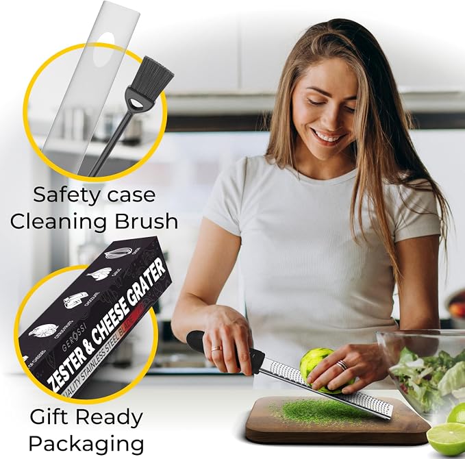 Stainless Steel Cheese Grater & Lemon Zester w/Extra Sharp Blade - Image 2