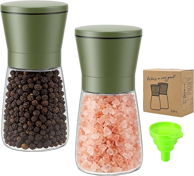 R DRURLCD Sage Green Stainless Steel Sea Salt and Pepper Grinder Set of 2 by RDRURLCD